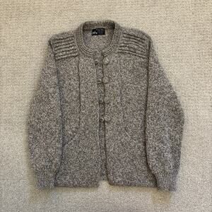 Manos Andinas Baby Alpaca Cardigan Womens Sz Medium Marl Beige Button